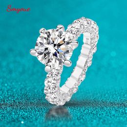 Wedding Rings Smyoue 10mm 4CT VVS Rings for Women Full Diamond Luxury Proposal Wedding Jewellery Original S925 Sterling Silver Band 230810