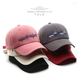 Ball Caps Vintage Cotton Baseball Cap Letter Embroidery Dad Hat Sun Protection Sport Hats Flat Top For Men Women
