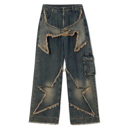 Men's Jeans LACIBLE Distressed Effect Patchwork Star Denim 2023 Selling Loose Streetwear Rapper Jogger Men Women Pants 230810