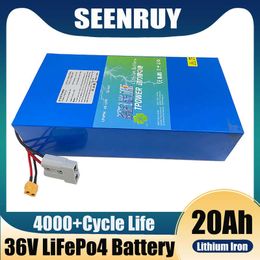 SEENRUY 36V 20AH Lifepo4 Battery with BMS 12S for 1000W 750W Electric Tricycle Bicycle UPS E-moped Bike Scooter Go Cart