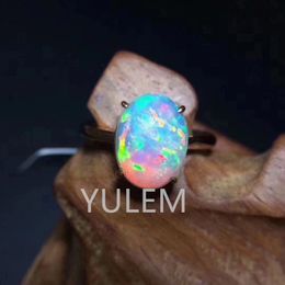 Wedding Rings Luxury Silver Shining Ring Colourful Oval Opal Ring Fashion Jewellery Inlay Engagement Wedding Rings For Women 230810