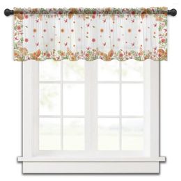 Curtain Leaves Summer Autumn Tulle Kitchen Small Window Valance Sheer Short Bedroom Living Room Home Decor Voile Drapes