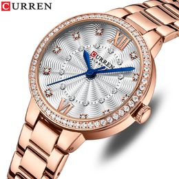 Other Watches CURREN Gold Watch Women Ladies Creative Steel Women's Bracelet Female Waterproof Clock Relogio Feminino 230811