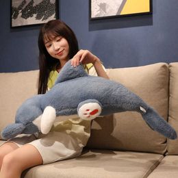 Stuffed Plush Animals 50-135cm Blue Shark Cat Plush Toys Stuffed Cute Cat Doll Animal Soft Cartoon Cushion Kids Christmas Gift