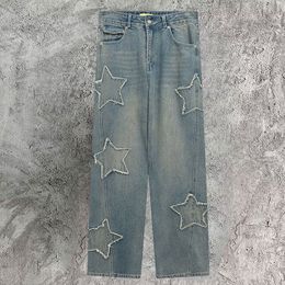 Men's Jeans Retro Star Pattern Color Contrast Stitching Zippers Men Jean Hombre Streetwear Denim Pant Clothing Casual Pantalones Homme 230810
