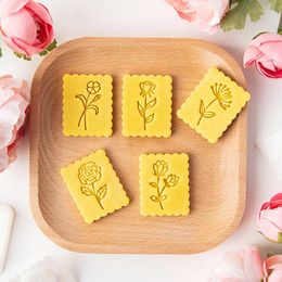 Baking Moulds 1pc Rose Flower Embossing Mould Biscuit Plastic Cutter Mother's Day Fresh Series Lotus Carnation Cookie