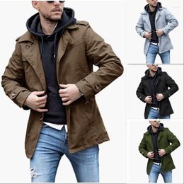 Мужские траншевые пальто базовые пружины и осенние пальто средней длины сплошное цвет