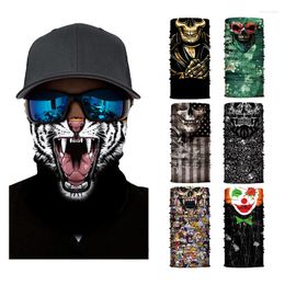 Bandanas 3D Skull Seamless Bandana Cycling Magic Scarf Buffs Face Mask Neck Gaiter Women Men Outdoor Fishing Hiking Cosplay Balaclava