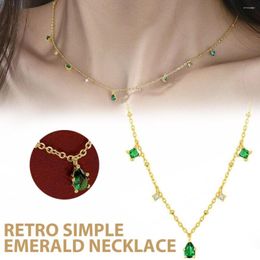 Pendant Necklaces 1 Pc Fashion Green Emerald Necklace Clavicle Chain Holiday Evening Party Gift Women Girl's Jewelry