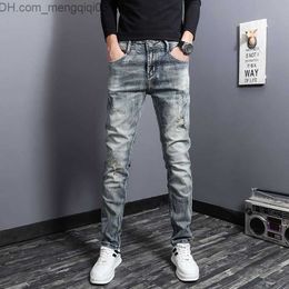 Men's Jeans 2023 Spring/Summer New Fashion Trend Retro High end Small Feet Pants Men's Casual Slim Fit Comfortable Large Stretch Jeans Z230814