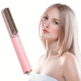 Negative Ion Hair Straightener and Curler Brush - Professional Hot Air Comb for Smooth and Healthy Hair