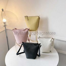 Mobile Phone Korean Version Fashion Simple Mini Bucket Oblique Straddle One Soft Leather Bagstylishhandbagsstore