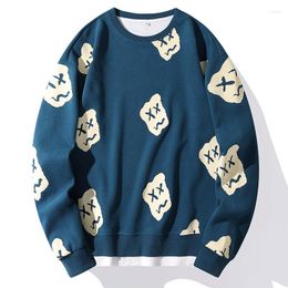 Men's Hoodies 2023 Autumn And Winter Cartoon Graffiti Print Round Neck Sweater For Male Couples Loose Pullover Long Sleeve Coat