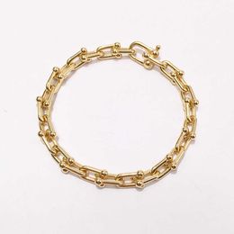 Luxury Tiff fashion brand jewelry fine Edition Copper neutral wind nonstandard smooth U-shaped chain bamboo link metal couple Bracelet quality accessories