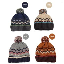 Berets 2023 Korean Boys And Girls Winter Hand Colour Matching Knitted Hat Baby Thickened Warm Wool 48-52cm