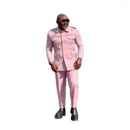 Men's Suits Pink Social Suit Formal Slim Fit For Men Luxury Blazer Jacket Sets Halloween Costume 2 Pieces Party Clothe