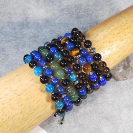 Strand Lii Ji Lapis Lauzli Smoky Quartz Tiger Eye Green Aventurine Apatite Black Agate Adjustable Bracelet For Male Jewellery