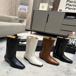 Designer luxury women winter boots genuine leather Pure color simple design four colors available calf boots