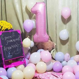 Decoration 63pcs Pastel candy Pink 1st 2nd 3rd Foil Number Balloon set Ballons Girl Princess baby shower Birthday decor