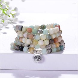 Strand Energy Healing 108 Multi-colorful Natural Beads With Buddha Charm Pendant Necklace Beaded Bracelet For Woamn Man Jewelry