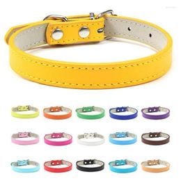 Dog Collars Fashion Pet Collar PU Pure Color Pattern Adjustable For Cats Puppy DIY Accessories