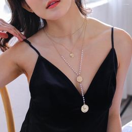 Pendant Necklaces Creative Multi-Layer Stacking Necklace Jewellery Pearl Metal Charm Set For Women Girls Fashion Clothing Accessories