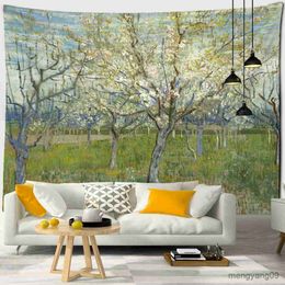 Tapestries Fruit Tree Orchard Oil Painting Tapestry Wall Hanging Van Gogh Art Painting Aesthetic Tapestry Room Can Be Customized R230811