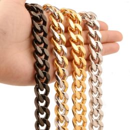 Chains 11/13/15mm Wide Silver/Gold/Black/Silver-Gold Colour Stainless Steel Men's Chain Curb Cuban Necklace Or Bracelet Jewellery