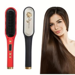 Professional Negative Ion Hair Curler and Straightener for Women - Multi-Functional Hair Brush and Comb for Smooth and Healthy Hair