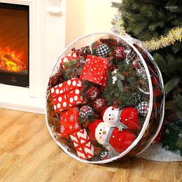 Storage Bags Christmas Wreath Bag Transparent Xmas Tree Foldable Round Packing Storing Dustproof Cover