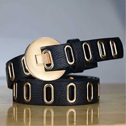 Belts New WomenBelt Adjustable Hole Grunge Punk Belts for Women Alloy Pin Buckle LeatherBeltforPantsDresses QZ0359