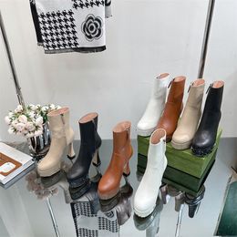 Designer luxury women winter boots snow genuine leather rhine-drill waterproof platform high-heeled ankle boots