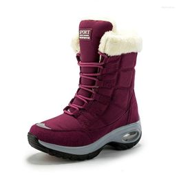 Boots Women Winter Keep Warm Quality Mid-Calf Snow Ladies Lace-up Comfortable Waterproof Booties Femme