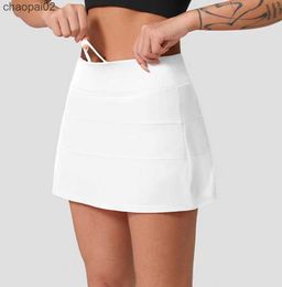 LU LU Womens Women lemen Yoga Tennis Pace Rival Skirt Pleated Gym Clothes Womens Designer Clothing Outdoor Sport Running Fiess Golf Pants Shorts