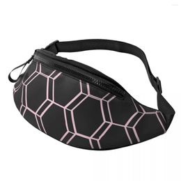 Waist Bags Hives Bag Black And Pink Honeycomb Picture Polyester Pack Travel Women