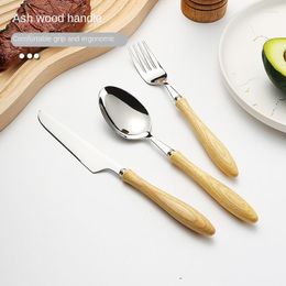 Dinnerware Sets 304 Stainless Steel Knife And Forks Japanese-Style Handle Dessert Spoon Fork Bright Mirror Beech