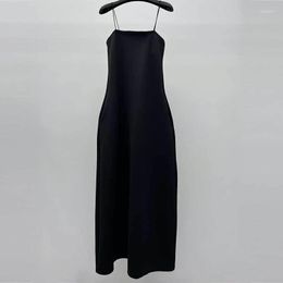 Casual Dresses 23Fashion Black Straight Suspended Dress Runway Simple Thin Shoulder Back Slit Strap Bra Women Top Quality Clothes