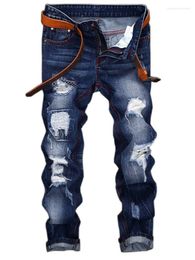 Mens Jeans Ripped Brand Motorcycle Design Plus Size Fashion Ruin High Quality Straight 2 LXN2