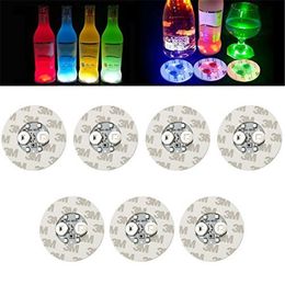 6cm LED Bottle Stickers Coasters Light 4LEDs 3M Sticker Flashing led lights For Holiday Party Bar Home Party Use LL