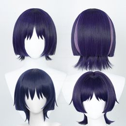 Cosplay Wigs Genshin Impact Cosplay Wigs Scaramouche Kunikuzushi Blue Purple Black Heat Resistant Synthetic Hair Anime Cosplay Wig Wig Cap 230810