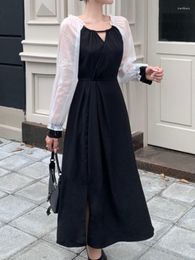 Casual Dresses Fashion A-Line Party For Women Autumn Vintage Elegant Prom Birthday Black Vestidos Chic Wedding Female Robe