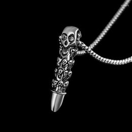 Pendant Necklaces Trendy Men'S Domineering Necklace Jewelry Punk Hip-Hop Retro Skull Ghost Titanium Steel Sweater Chain