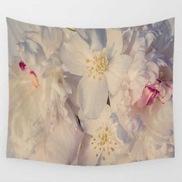 Tapestries Lotus Tapestry Abstract Watercolor Floral Tapestry Living Room Bedroom Wall Hanging Artist Living Home Customizable