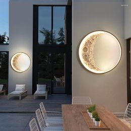 Wall Lamp Modern LED Moon Nordic Resin Lights For Living Dining Room Aisle Sofa Background Outdoor Decoration Lighting