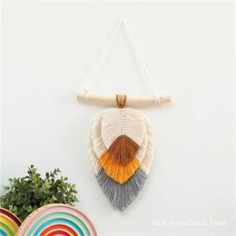 Tapestries Chic Colourful Macrame Wall Hanging Hand-woven Tapestry Leaf Shape Bohemian Style Boho Decor For Home Children's Room Decoration