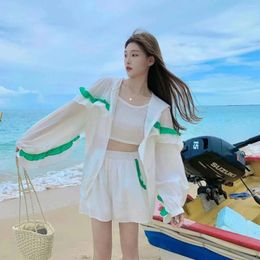 Women's Tracksuits Harajuku Sun Protection Women Two Piece Sets Summer Tops Shorts Jacket For Womens Outfits Sun-proof Clothing