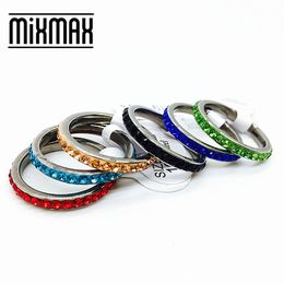 Solitaire Ring Wholesale 50pcs ring women's fashion style mix colors row full circle stainless steel party jewelry model for female 230810