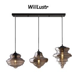 Smoke Cognac Glass Pendant Lamp Snail Shell Suspension Light Luxury Hotel Cafe Living Dining Bedroom Hanging Ceiling Chandelier