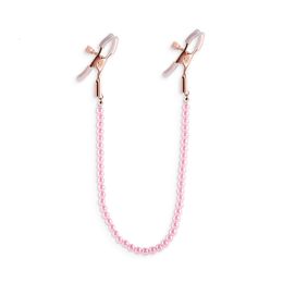 Bondage Female Nipple Clamps With Pearl Chain Set Woman Metal Colourful Clips Breast Restraint Slave Fetish Sex Toy 230811