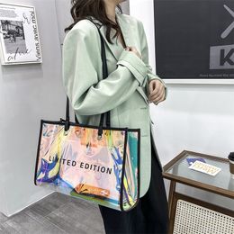 Evening Bags Fashion Transparent Handbag for Women 2023 PVC Clear Bag Travel Ladies Shoulder with Purse Large Capacity Eco Beach Tote 230810